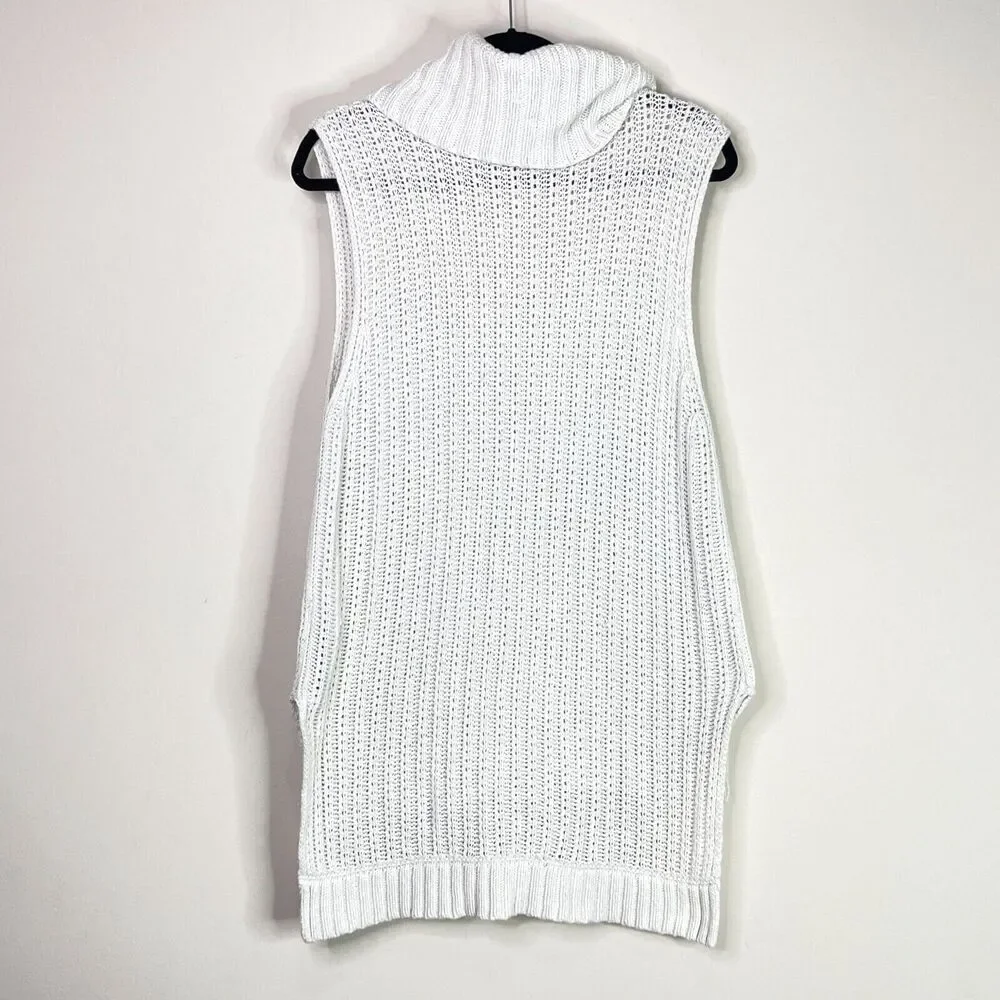 Ella Moss White Sleeveless Cowl Neck Sweater